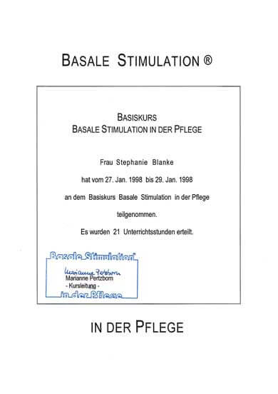 Urkunde Basale-Stimulation