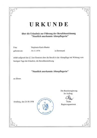 Urkunde-Altenpflege