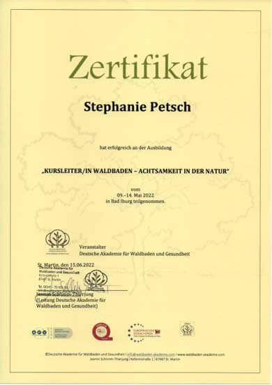 Zertifikat-Waldbaden